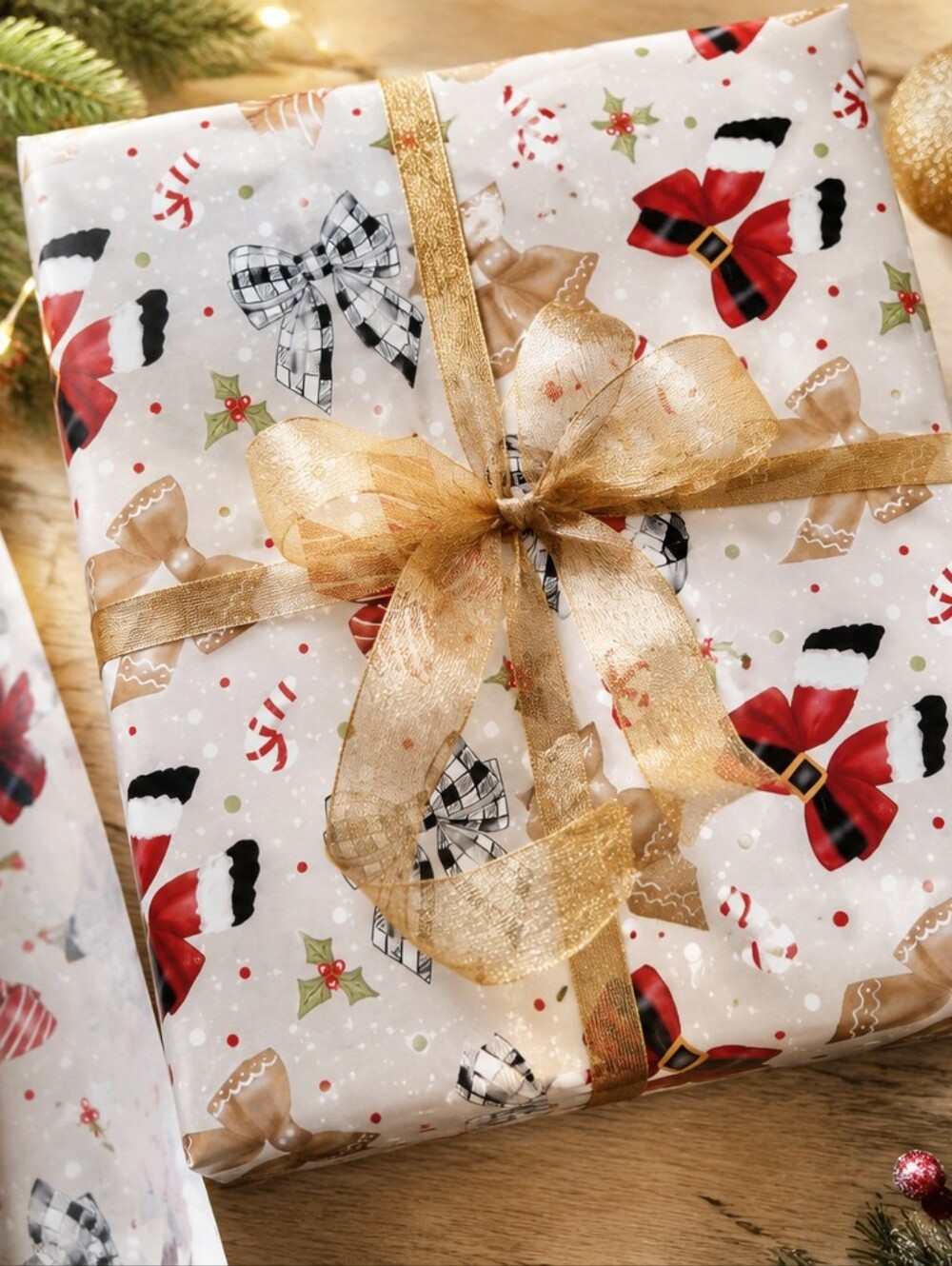 Christmas Bow Wrapping Paper Set 2 Packs 28x40 Jumbo Sheets Holiday Gift Wrap Ne